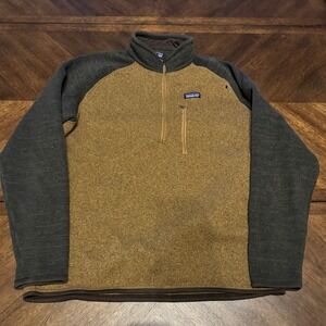 Patagonia Better Sweater 1/4 Zip Fleece Pullover Mens XL Brown Grey Two Tone |K